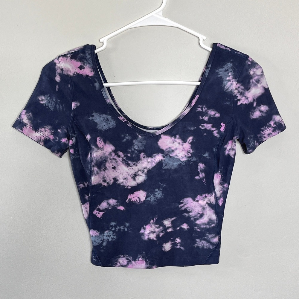 Lululemon‎ Align Tie Dye Crop Top Short Sleeve Athletic Activewear Womens 2